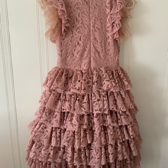 Joyfolie Pink Lace Tiered Dress - Picture 2 of 7